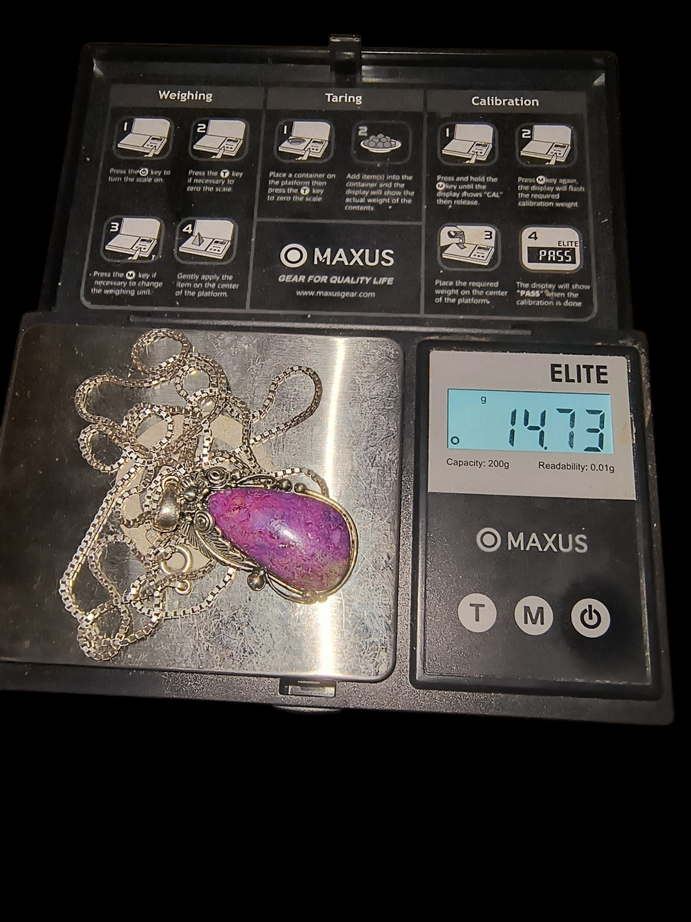 Sterling Silver Purple Teardrop Pendant Necklace With Italy Sterling Chain - Picture 11 of 11